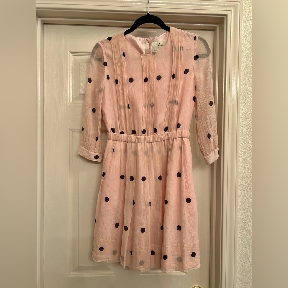 Kate Spade ♠️ Pink Polka Dot Silk Dress